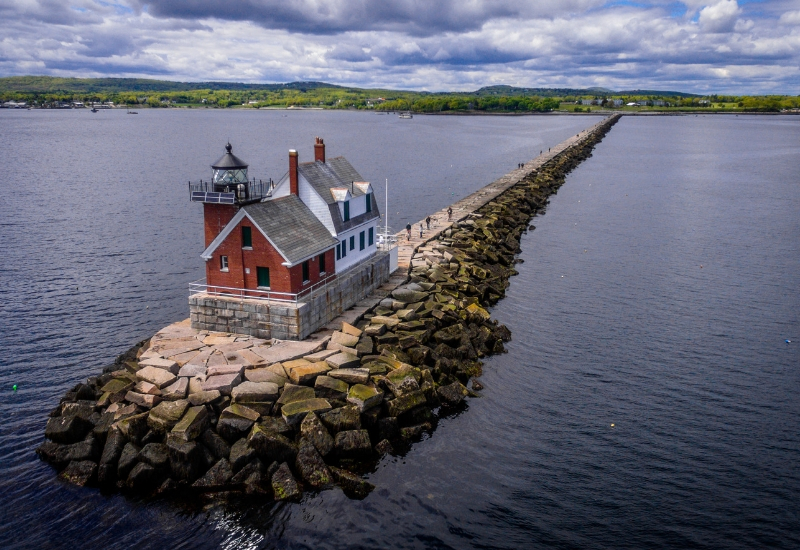 Rockland Breakwater Lighthouse Rockland Maine During Summer