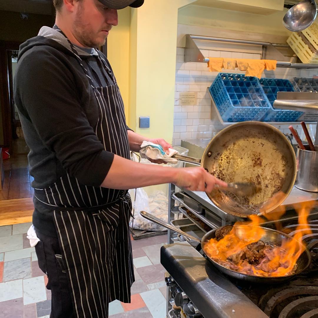 cooking in the kitchen of primo restaurant in rockland maine